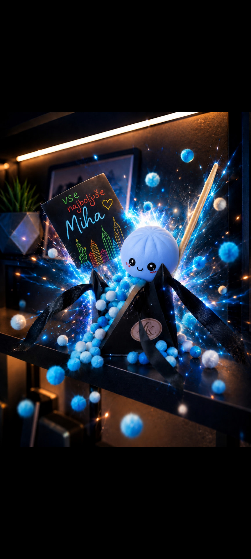 Mystery box s squishy cmočkom in personalizirano kartico